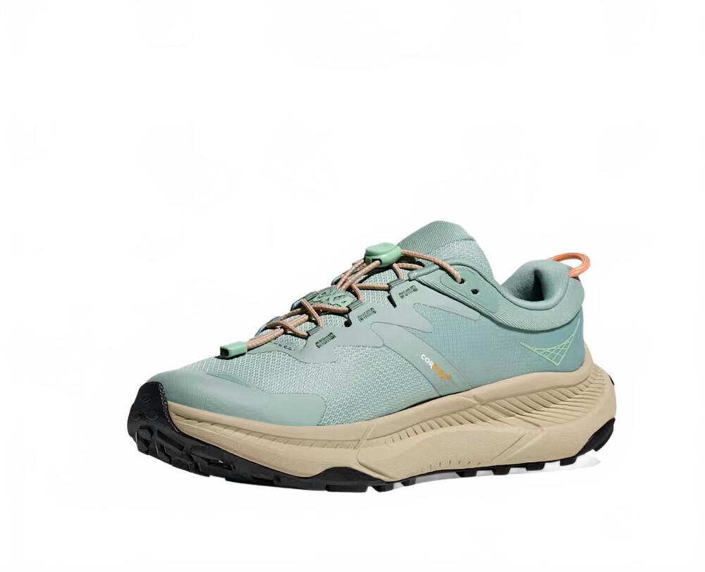 NEW HOKA women's transport running shoes in jade / oyster mushroom